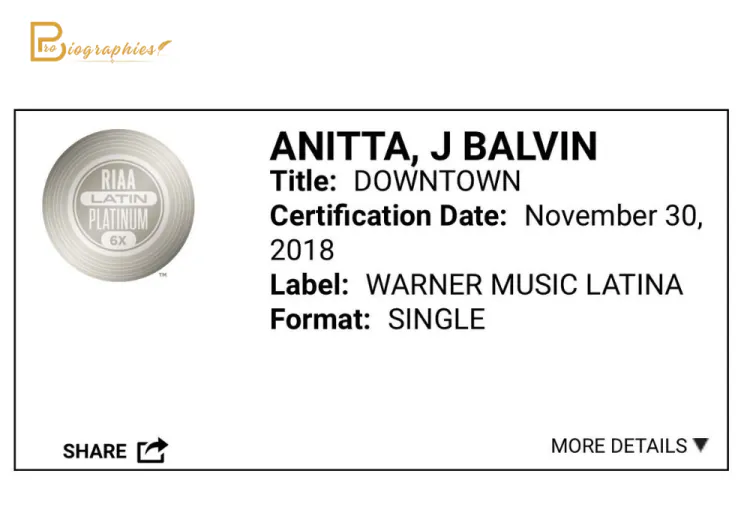 Anitta platinum certification